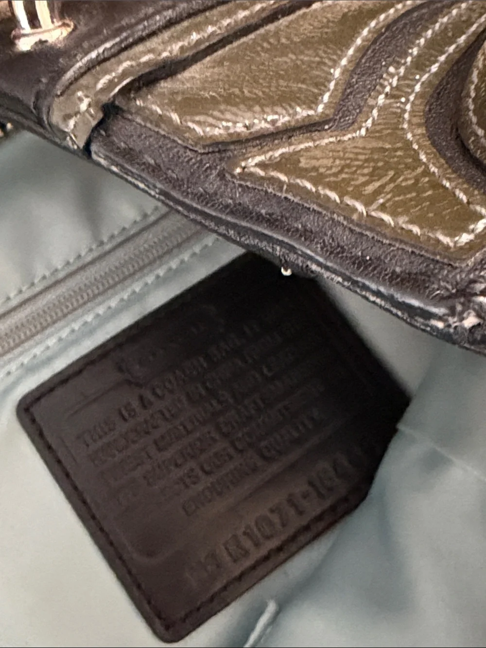 Coach Olive and Black Signature Tote with Chain Accent